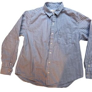 Universal Thread Striped Button Down Shirt Blue White Classic Fit Size M